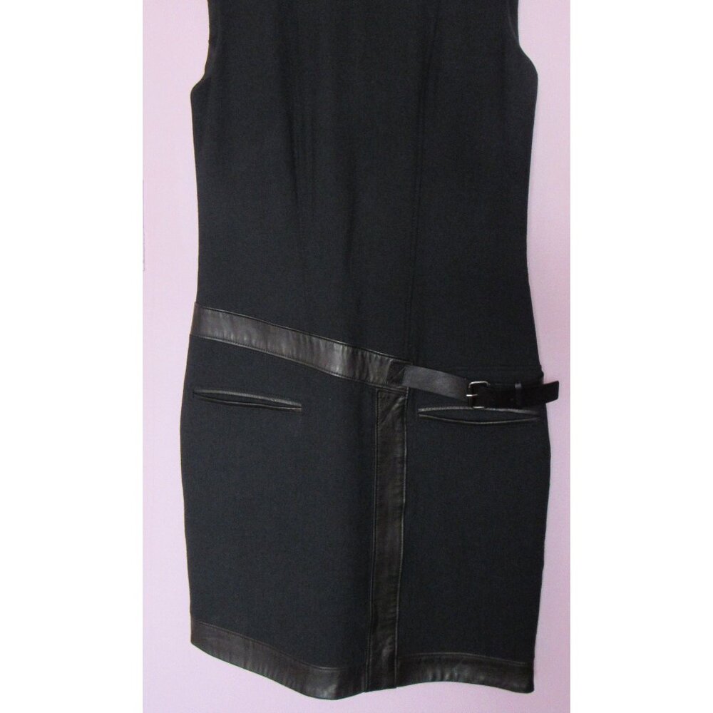 Helmut Lang Dress, Wool Blend, Black , Leather trim. sz. S - Picture 10 of 11